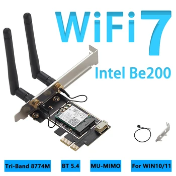 Intel BE200 WIFI7 PCIE WiFi 7 Ağ Kartı PCI Express 4.0X1 kablosuz bluetooth BT5. 4 802.11 AX Üç Bantlı 8774Mb WİN10/11