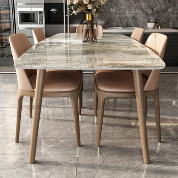 Italyan yemek masası ışık Lüks Parlak Kaya plaka yemek masası Pikap Modern Basit dairesel Ev Küçük Birim YX50DT