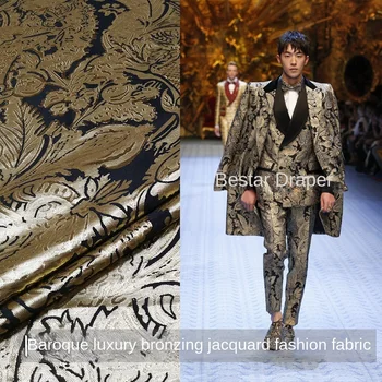 Jakarlı Brokar Kumaş Bahar Sonbahar Elbise Trençkot pamuklu ceket Avrupa Marka Dıy Dikiş İpliği boyalı Kumaşlar Kumaş
