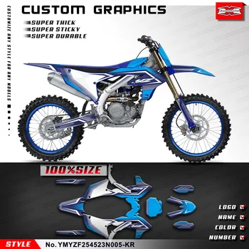 KUNG FU GRAFİK Motokros Çıkartmalar Yarış Çıkartması Wrap Kiti için Yamaha YZ450F YZF 450 2023 2024 YZ250F, mavi Beyaz