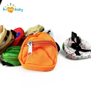 Katı keten sırt çantası 11.8 inç Bebek Aksesuarları Fermuar Okul Çantası 1/6 BJD Blyth Doll Çantası, Minyatür ürünler Bebek Hediyeleri
