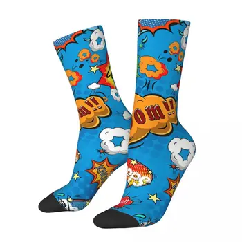Komik Çılgın Çorap Erkekler için Pop Art Kabarcıklar Hip Hop Harajuku Çizgi Roman Sevgilisi Mutlu Desen Baskılı Erkek Ekip Çorap Rahat Hediye