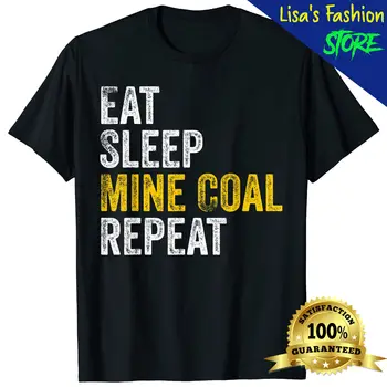 Kömür Madenci Hediyeler Yemek Uyku Maden Kömür Tekrar Kömür Madenciliği T-Shirt