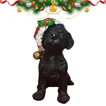 Küçük Siyah Köpek Heykeli Sağlam Reçine Noel Siyah Köpek Heykelleri Yeniden Kullanılabilir Köpek Heykeli Ev Dekor Çok Fonksiyonlu Köpek Noel