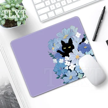 Küçük fare altlığı Sevimli Kedi Mousepad Ofis Fare Mat Dizüstü Kilim Mor masa pedi Mousepads Kawaii Masa Mat 20x25cm Bilgisayar İçin 