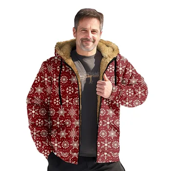 Kış Ceket Benzersiz Kalınlaşmış Sıcak Erkek Mont Ceketler Kapşonlu Uzun Kollu Noel Baskı Erkekler Ceket Kış Gabardina Hombre