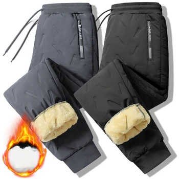 Kış Sıcak Lambswool Kalınlaşmak Casual Erkek Pantolon Açık Havada Eğlence Rüzgar Geçirmez Koşu Sweatpants Rüzgar Geçirmez Spor Pantolon