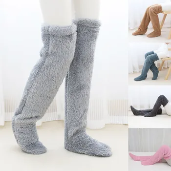 Kış Sıcak Çorap Bacak Örtüsü Ev Diz Çorap Kalın Yün Pantolon Bacak ısıtıcıları Moda Yumuşak Streç Çorap Bulanık Çorap Seti Kadın