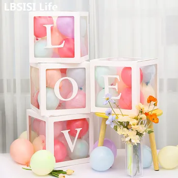 LBSISI Hayat Şeffaf Balon Kutuları Aşk sevgililer Günü Evlilik Düğün Parti Dekorasyon Malzemeleri Gül Altın Siyah 4 Adet Set