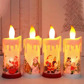 LED Noel Mumlar Titrek Mum Kardan Adam Santa Noel Alev Mum ışıklı Dekor Dileğiyle Raf yemek masası