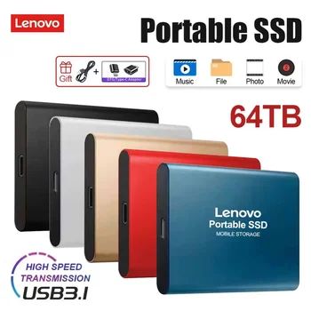 Lenovo Taşınabilir SSD 64TB harici sabit disk 16TB USB 3.1 Katı Hal sabit disk Yüksek Hızlı Depolama Aygıtı Dizüstü Bilgisayarlar / Masaüstü İçin