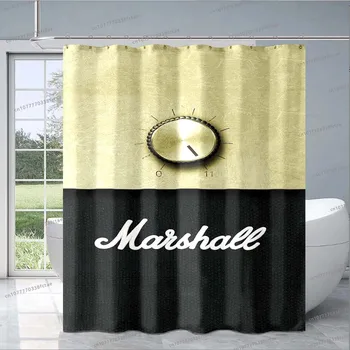 M-marshall Enstrüman Logo Duş Perdesi Gitar Desen Duş Perdesi çocuk Banyo Moda Dekoratif Duş Perdesi