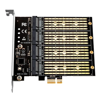 Madencilik PCIE M2 Adaptörü SSD Adaptörü PCI Express X1 4 Port B Anahtar M. 2 NGFF SATA Genişletme Yükseltici Kart