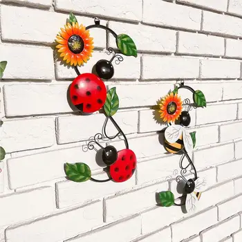 Metal Duvar Sanatı Dekorasyon Zarif Oda Süsleme Kapalı Açık Çiçek Böcek asılı dekorlar Ev Süsler Arı HA042556