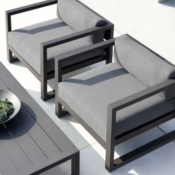 Metalik Alüminyum Kanepe Avlu Villa Su Geçirmez ve Güneş Koruma Dış dinlenme mobilyası Tasarımcı Otel Kanepe