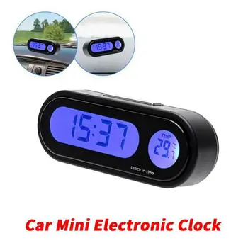 Mini Elektronik Araba Saat Zaman İzle Otomatik Pano Saatler Aydınlık Termometre LCD Arka dijital ekran İç Aksesuar