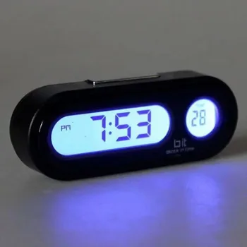 Mini Elektronik Araba Saat Zaman İzle Otomatik Saatler Aydınlık Termometre LCD Arka Dijital ekran Araba Styling Aksesuarları