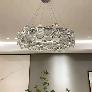 Modern High-end yuvarlak kristal tavan avizeler LED kabarcık kolye lamba oturma yemek odası yatak odası asılı ışık parlaklık dekor