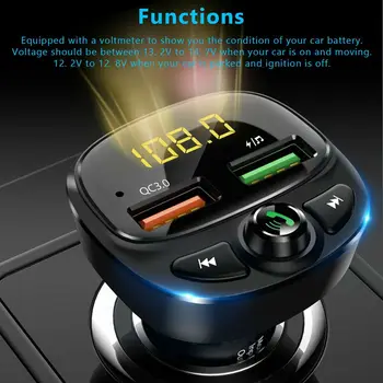 Modülatör bluetooth Alıcısı Ses Alıcısı Çift USB Soket QC3. 0 araba şarjı Araba Elektronik Araba Aksesuarları FM Verici