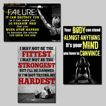 Motivasyon Bildirimi Tuval Poster Vücut Geliştirme Fitness Egzersiz baskı tablo Duvar Resimleri Spor Salonu Ev Oturma Odası Dekor