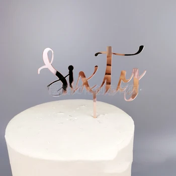 Mutlu Doğum Günü Pastası Topper Akrilik Dijital Serisi 60 yaşındaki Altmış Kek Topper Doğum Günü Partisi İçin Tatlı Kek Dekorasyon