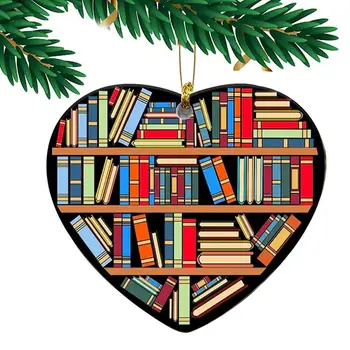 Noel Ağacı Kalp Kitaplık Akrilik kitap rafı Kolye Noel Ağacı Süsleri kitap rafı Süsleme Noel Tema Kolye