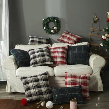 Noel Dekoratif Yastık Örtüsü 45x45cm Yün Ekose Atmak Yastık Kılıfı Noel Süslemeleri Ev Dekorasyonu minder örtüsü kanepe için