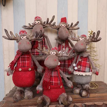 Noel Geyik Kumaş Bebek Hediyeleri Noel Baba Alışveriş Merkezi Masaüstü Sahne Dekorasyon Süsler Elk Süsler Ev Aksesuarları