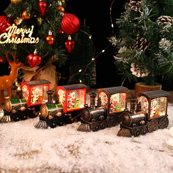 Noel Tren Su Dolu Kristal Sequins Puddle Jumper Süsler Masaüstü Dekorasyon Noel Baba Kardan Adam Festivali Hediyeler