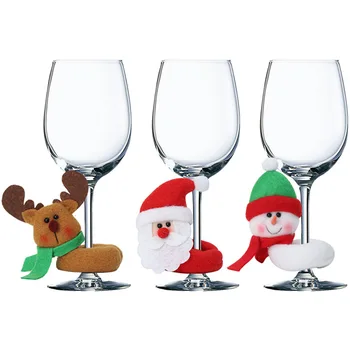 Noel şarap bardağı Süs Noel Baba Kardan Adam Geyik Düğün Parti Noel Yeni Yıl Ev Masa Dekorasyon Malzemeleri