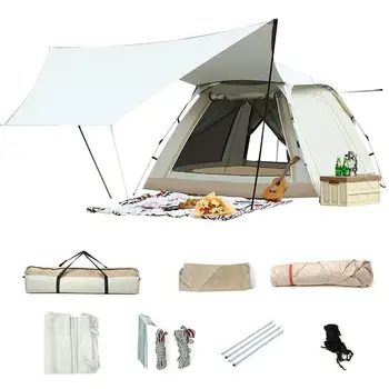 Pop Up Kamp Çadırı 2-in-1 kubbe çadır Aile Barınak 4 Kişi İçin Açık Barınak Kolay Kurulum Tente Çadır Piknik Balıkçılık Plaj