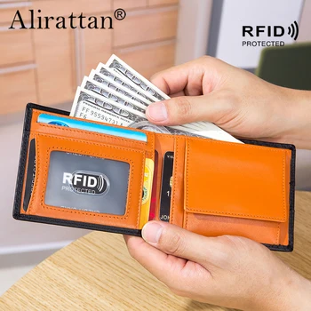 Popüler Hakiki Deri erkek cüzdanları Dış Ticaret Yeni Karbon Fiber Cüzdan RFID Ultra İnce Çok Fonksiyonlu Cüzdan Toptan