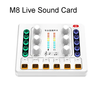 Profesyonel Canlı Ses Kartı M8 Harici Ses Kartı Kablosuz Mikser Ses Canlı Yayın Yayını Podcasting Ekipmanları