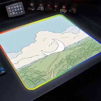 RGB Su Geçirmez Mouse Pad Oyun masa pedi 40x45cm Sevimli Kawaii Bitki Ofis Dizüstü Fare Pad LED Aydınlatma Kauçuk Masa sümen