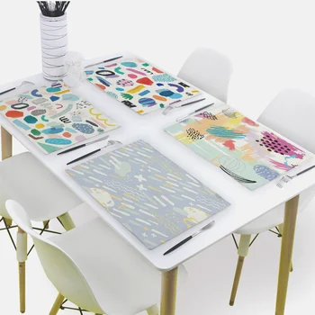 Renkli Geometrik Kawaii Desen Placemat Mutfak Aksesuarı Mat Yemek Fincan Masa Mat Graffiti Nordic Ped İçecek Bardak 42 * 32 cm