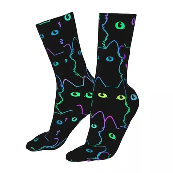 Renkli Kedi Siluetleri Çorap Erkek Kadın Moda Karikatür Siyah Kediler Çorap Çılgın Bahar Yaz Sonbahar Kış Çorap Hediyeler