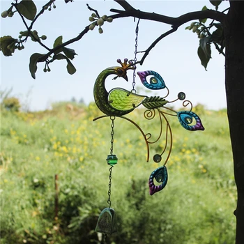 Renkli Tavus Kuşu Şekli Kolye Çan Rüzgar Çanları Kapalı Balkon Kapalı bahçe dekoru Asılı Dekorasyon