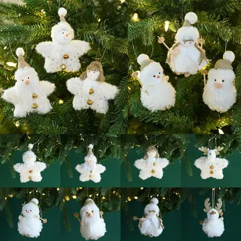 Santa Kardan Adam Geyik Noel Asılı Kolye Yaratıcı Beyaz Peluş Damla Süsler DIY Peluş Bebek Noel Ağacı Süsleri