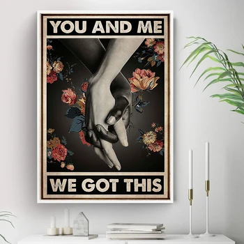 Sen ve Ben Bu Teklifi Aldık Siyah Beyaz El Tuval Boyama Vintage Posterler ve Baskılar Duvar Resmi Oturma Odası Ev Dekor için