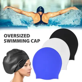Silikon Ekstra Büyük Yüzme Kap Evrensel yüzme havuzu Dalış Şapka Su Geçirmez Gevşek Kafa Uzun Saç Dalış Kaput Şapka Kadınlar Erkekler için
