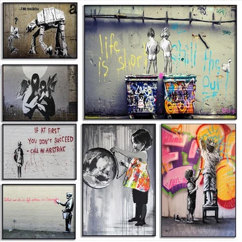Sokak Graffiti Sanat Banksy Sanat Pop Art Tuval Boyama Cuadros Posterler Duvar Sanatı Oturma Odası Ev Dekor ıçin (Çerçeve Yok)