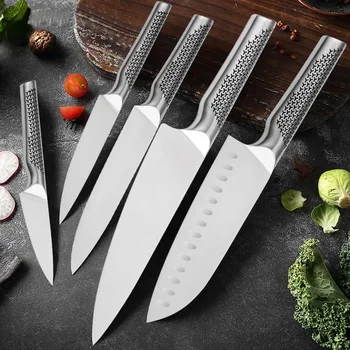 Somon Suşi Bıçak Seti Balık Fileto Paslanmaz Çelik Bıçaklar Cleaver Dövme Bıçak Makas Meyve Et kesme Bıçağı Araçları