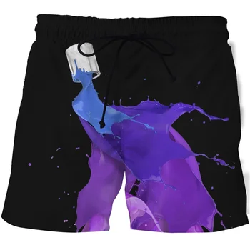 Soyut Sanat Scrawl 3D Baskı Şort Erkekler Kadınlar Serin Plaj kısa pantolon Modası Yaz Rahat Konfor Spor Yüzmek Mayo Şort
