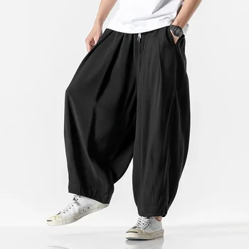 Streetwear Erkek Düz Renk Moda Erkek Geniş Bacak Pantolon Kore Artı Boyutu Sweatpants Casual Erkek Kadın Ayak Bileği Uzunlukta Pantolon F06