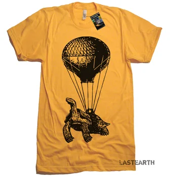 Sıcak Hava Balonu T Shirt Kaplumbağa Vintage Retro Komik Erkek Uçan s Kaplumbağalar İçin Airborn