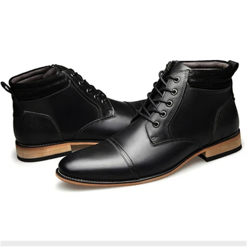 Sıcak Satış erkek yarım çizmeler Hakiki deri ayakkabı Erkek Kış Sonbahar Ofis Resmi Ayakkabı İngiliz Brogues Çizmeler Erkekler için GB18010