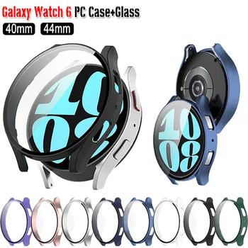 Temperli Cam + PC Kapak için Samsung Galaxy İzle 6 40mm44mm Tüm Kapsama Ekran Koruyucu Tampon Durumda Galaxy Watch6 Aksesuarları