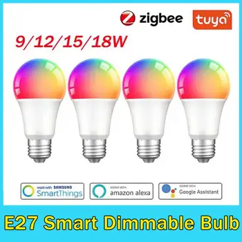 Tuya Zigbee3. 0 9/12/15 / 18W E27 Akıllı Kısılabilir Sihirli Ampul RGBCW led ışık Akıllı Yaşam App Kontrol Desteği Alexa Google Ev Alice