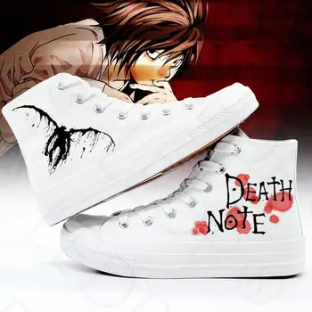 Unisex Anime Ölüm notu Yagami ışık L MisaMisa rahat düz kanvas ayakkabılar Tiki öğrenci plimsolls ördek ayakkabı Sneakers