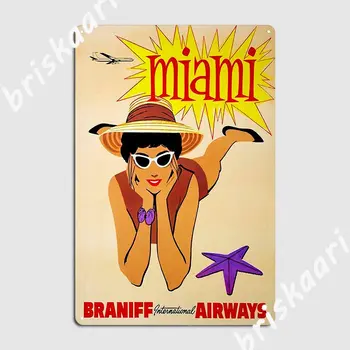 Vintage Miami Seyahat Poster Metal Plak Poster Pub Garaj Boyama Dekor Duvar Pub Vintage Tabela Posteri